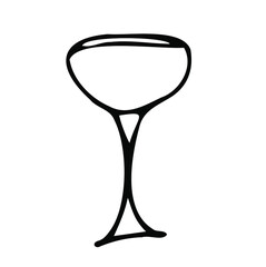 Vector doodle drink glass of wine, for kitchen, café, bar, restaurant, cups of tea, coffee, decanter for water, lemonade, juice, glasses for wine, champagne, vodka, cognac, brandy, cocktail
