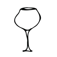 Vector doodle drink glass of wine, for kitchen, café, bar, restaurant, cups of tea, coffee, decanter for water, lemonade, juice, glasses for wine, champagne, vodka, cognac, brandy, cocktail