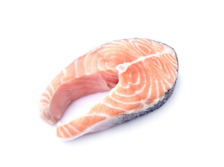 Salmon fish on white background closeup.  Steak isolated.