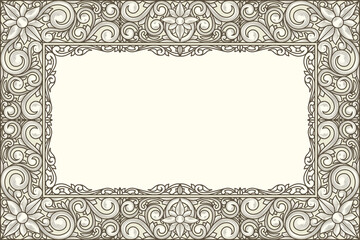 Decorative monochrome ornate retro design blank card