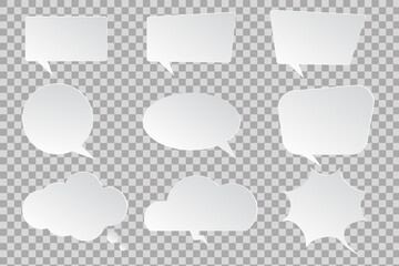 Set of speech bubbles paper cut style., 3d cloud talk for communication.