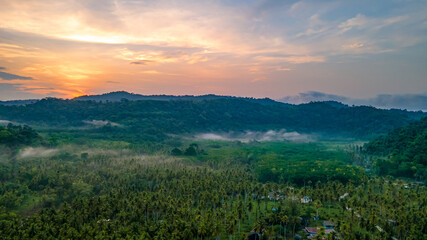 Aerial view of nature tropical paradise island beach enjoin a good summer beautiful time on the...