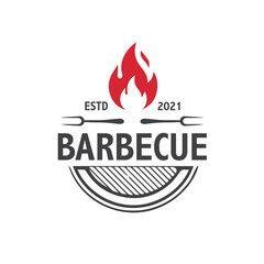 Barbecue logo inspiration. Food or grill design template. Vector illustration concept
