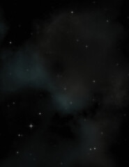 Star field in galaxy space with colorful nebula. Sci fi background of deep space. Ethereal wallpaper.