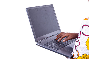 close up of woman's hand typing laptop keyboard