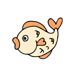Fish. Marine life. Vector. Doodle. Hand-drawn illustration.