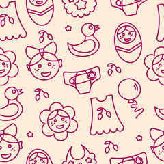 Children's drawings vector seamless pattern