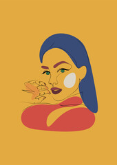Vector Abstract Woman face one line drawing. Portrait minimalistic style. Continuous line.