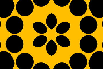 Orange on black circles and petal background
