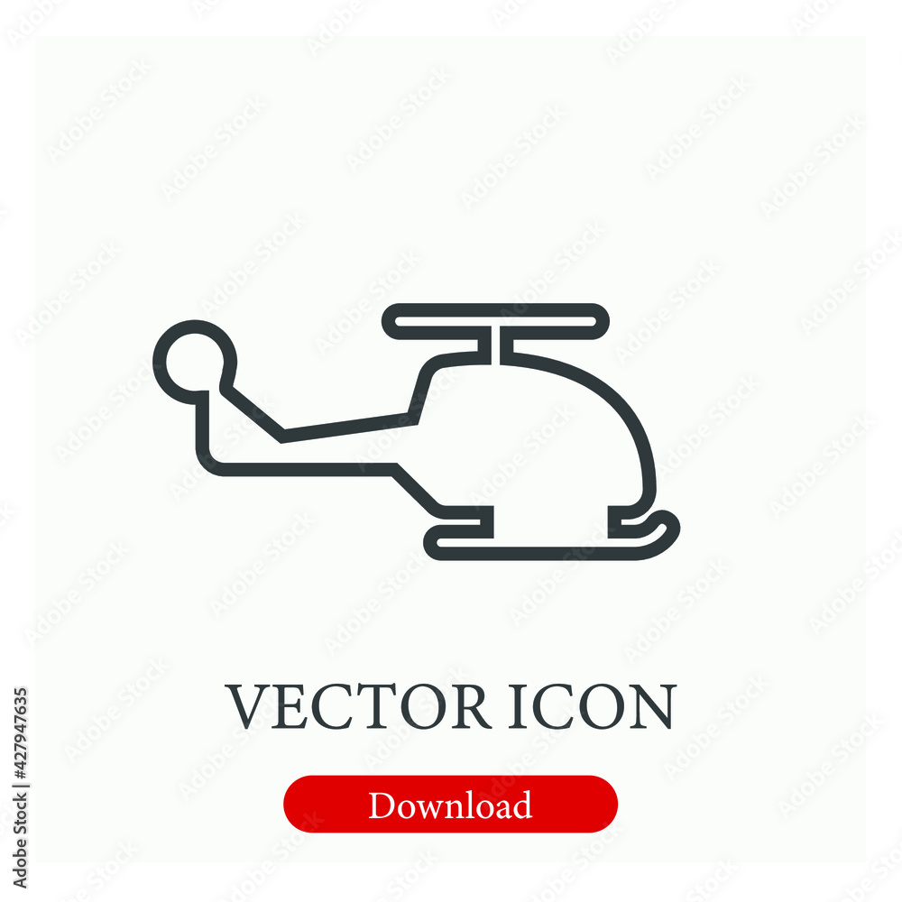 Poster helicopter vector icon. editable stroke. linear style sign for use on web design and mobile apps, lo