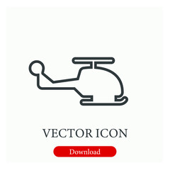 Helicopter vector icon.  Editable stroke. Linear style sign for use on web design and mobile apps, logo. Symbol illustration. Pixel vector graphics - Vector