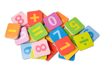 Obraz premium Math number colorful on white background, education study mathematics learning teach concept.