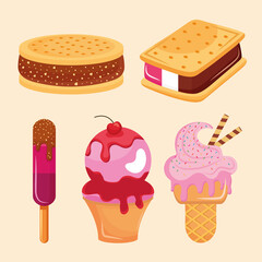 five iced confectionery icons