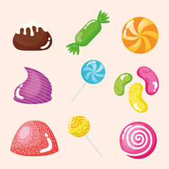 nine sweet candies
