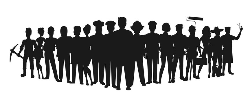 Professional worker people silhouettes. May 1 is the World Labor Day. Vector illustration on isolated background.