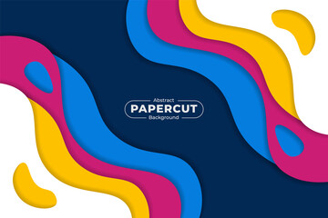 Colorful Abstract Dynamic Shape Paper cut Style Background with Overlapped Shadow Layer