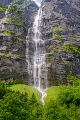 Mountain waterfall near Murren, Switzerland