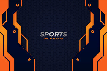 Sports Background Blue and Orange Modern Style with Hexagon Pattern