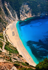 Myrtos beach in Kefalonia island, Ionian sea, Greece.