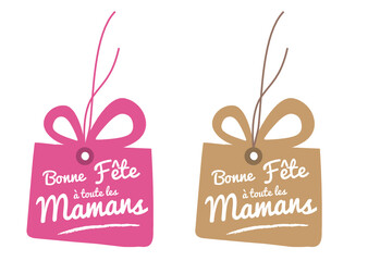 étiquette cadeau, bonne fête à toutes les mamans, fête des mères, rose et kraft