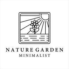 garden of plants logo line art minimalist and simple vector illustration template design
