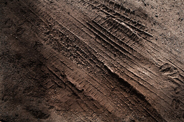 wheel track on mud for background