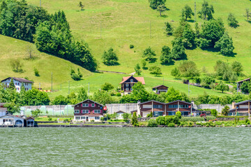 Waterview on Swiss village near Lucerne, Switzerland.