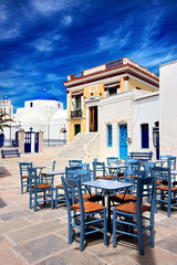 The main square at Chora village, the "capital"  of Serifos island, Cyclades, Aegean sea, Greece.