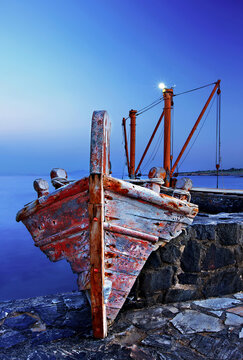 Night falling at Moutsouna, "seaport" of Apiranthos village, Naxos island, Cyclades, Greece.