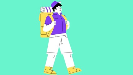 Animated character of student going to school