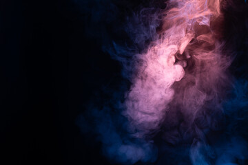 Blue and pink steam on a black background.