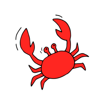 Crab. Sea dweller. Vector. Doodle. Hand-drawn illustration.