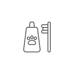 Dental hygiene for pets icon isolated on white background. Toothbrush and toothpaste. Teeth cleaning. Vector