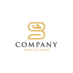 Letter B Swan Minimalist Logo Design
