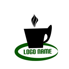 Kogo with coffee cups for beverage companies or cafes, l - obrazy, fototapety, plakaty
