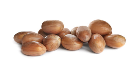 Fresh raw jackfruit seeds on white background