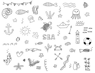 Marine set on white background