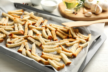 Delicious hard chucks on white wooden table