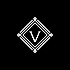 Initial V Monogram simple Luxury Vintage Square. logo design inspiration