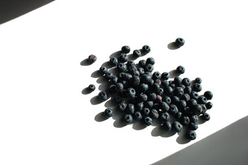 Blueberry isolated on a white background. Healthy food, raw food diet. Frame made of berries. Place for text.