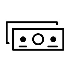 Paper money icon outline illustration with cute line