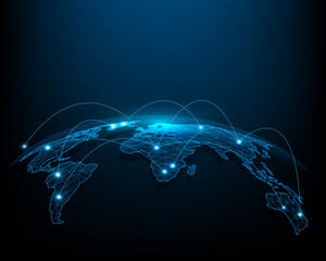 Internet network for international business currency transfer and exchange.