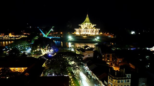 Timelapse of Dewan Undangan Negeri Sarawak or Sarawak Legislative Buildings