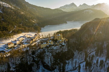 aerial view from hohenschwangau castle