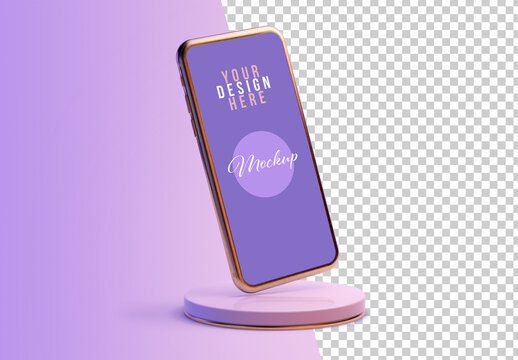 Phone Mockup in a Platform with on a Transparent Background