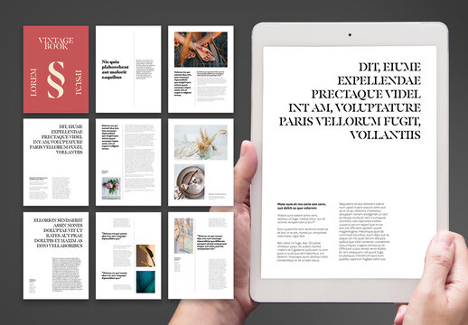 Vintage Digital Book Layout With Red Accents