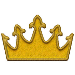 High resolution embroidery crown design element isolated on white background.