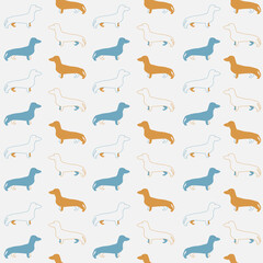 Seamless Dachshund dog pattern, cute dog pattern