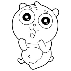 Vector illustration coloring page with cartoon panda for children, coloring and scrap book, printable