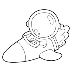 Vector illustration coloring page with cartoon astronaut for children, coloring and scrap book, printable